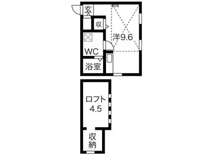 ロフト壱番館(ワンルーム/1階)の間取り写真