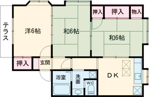 パークハイツ三竹A棟(3DK/1階)の間取り写真