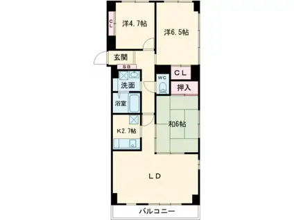 グランコート佐藤(3LDK/4階)の間取り写真