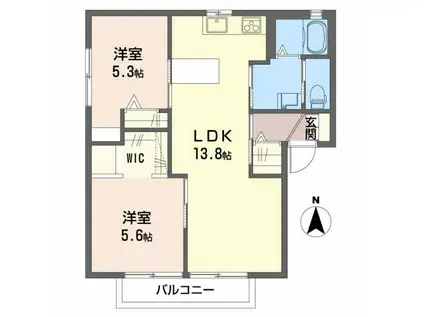 ディアスあやB(2LDK/2階)の間取り写真