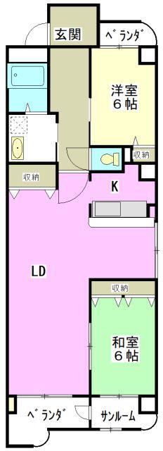 エスポワール城北(2LDK/3階)の間取り写真