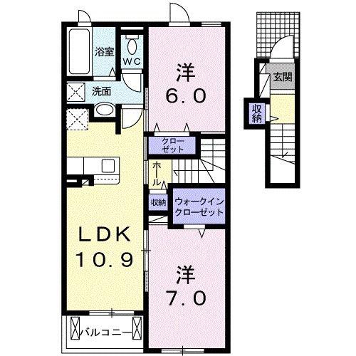 クロガネA(2LDK/2階)の間取り写真