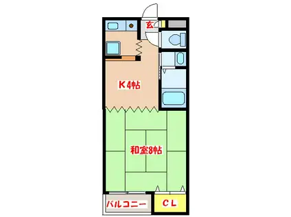 アベニール平佐(1K/2階)の間取り写真