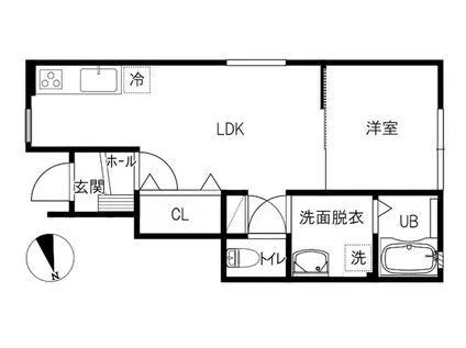 ヴァリエ メゾン(1LDK/1階)の間取り写真