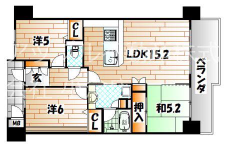 リヴィエールソフィア日明(3LDK/9階)の間取り写真