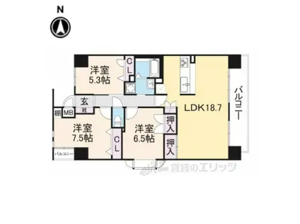 アルモード京都西院(3LDK/2階)の間取り写真