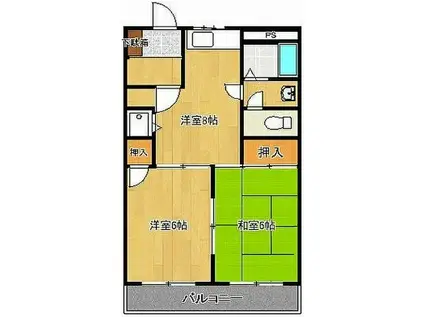 サンフィールド(2DK/1階)の間取り写真