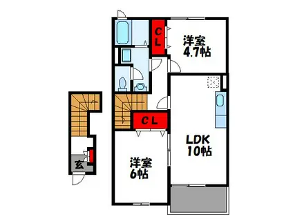 パーミイ・ヒル参番館(2LDK/2階)の間取り写真