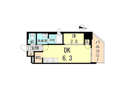 ネクストステージ神戸元町(1DK/5階)の間取り写真