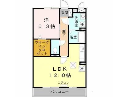リビングタウン大和郡山(1LDK/3階)の間取り写真