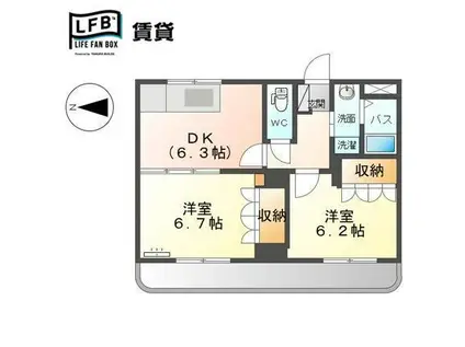 ハウスソレイユ(2DK/1階)の間取り写真