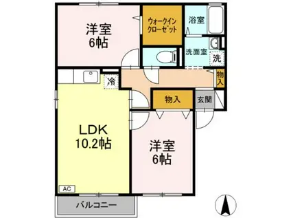 ウィルモアC(2LDK/2階)の間取り写真