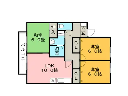 クレール津福I(3LDK/1階)の間取り写真