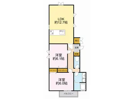 EIGER南荻窪(2LDK/1階)の間取り写真