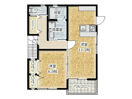 ディアコート・レオン(1LDK/2階)の間取り写真