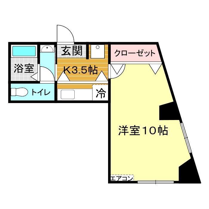 ハピネス唐戸(1K/5階)の間取り写真