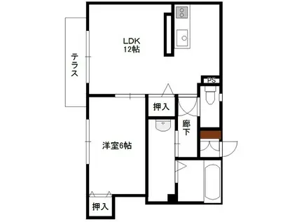 スリーゼハイツ王子B(1LDK/2階)の間取り写真