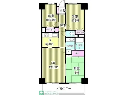 クレストヒル中野木(3LDK/2階)の間取り写真