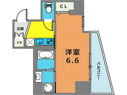グルーブ神戸元町アリア(1K/10階)の間取り写真