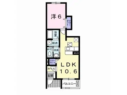 EMERALD I(1LDK/1階)の間取り写真