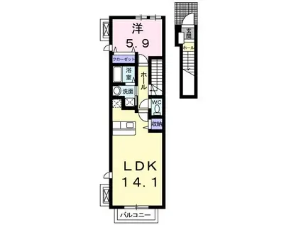 スウィートノーブル A(1LDK/2階)の間取り写真