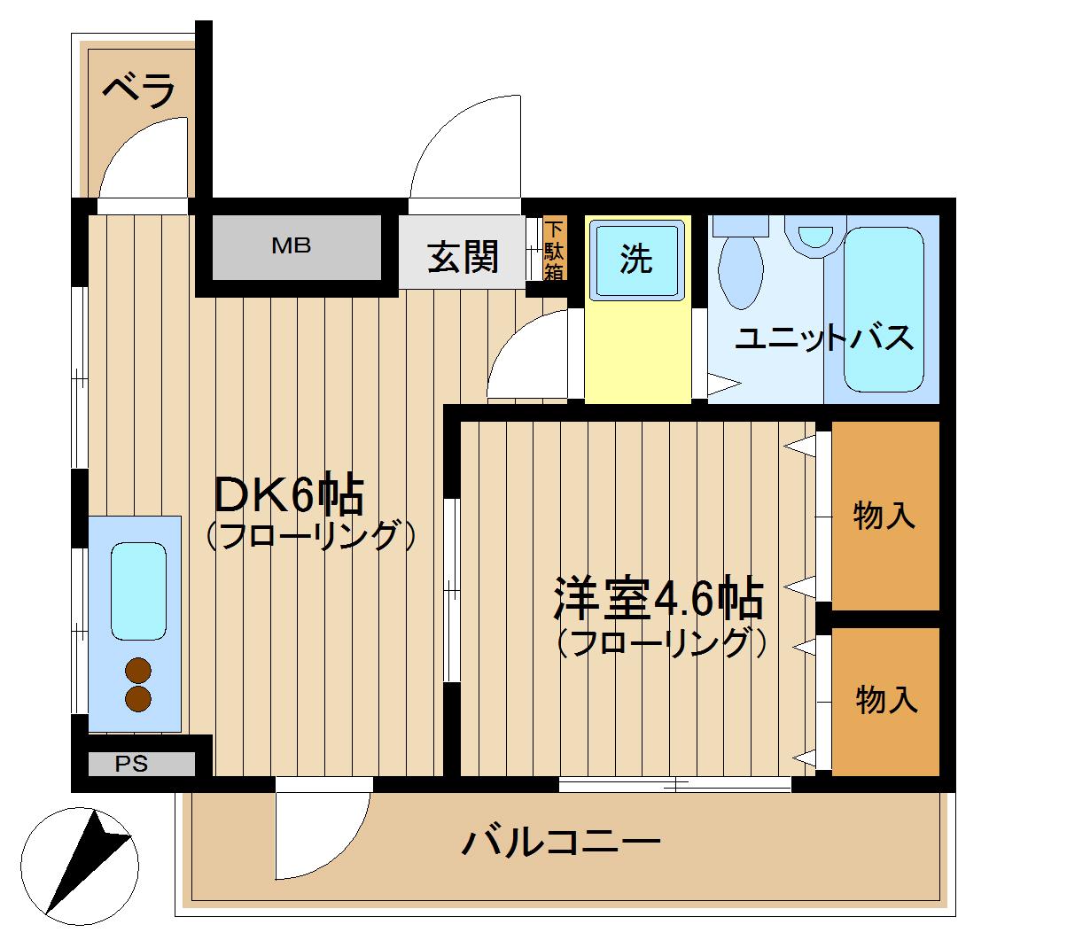 第2鷺坂ビル(1DK/4階)の間取り写真