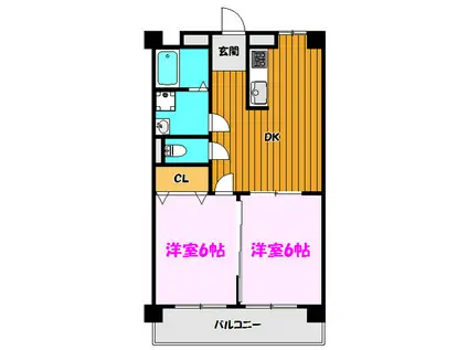 安積サンシャイン(2DK/3階)の間取り写真