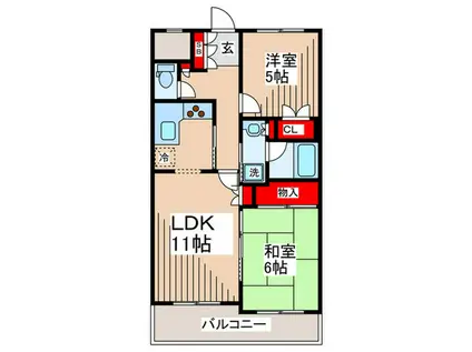 グラスコート板橋(2LDK/3階)の間取り写真