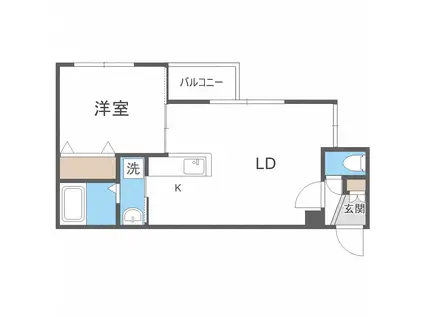 ヴィエルジュ北8条(1LDK/3階)の間取り写真