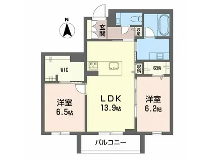 レフィシア犬山(2LDK/3階)の間取り写真