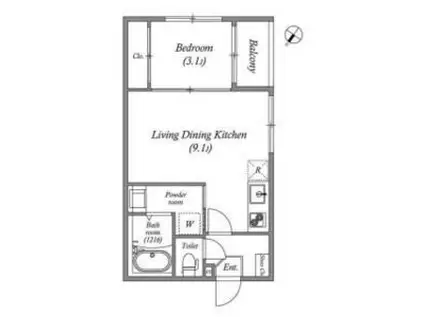 WOOD GARDEN II(1LDK/3階)の間取り写真