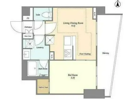 リーブルグラント四谷三丁目(1LDK/1階)の間取り写真