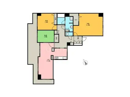 ライオンズタワー谷塚(3LDK/12階)の間取り写真