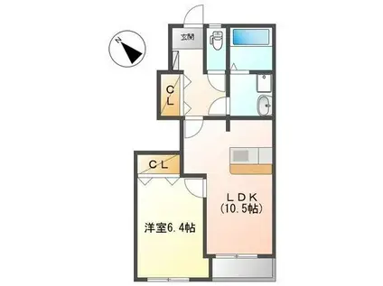 エスポワールI(1LDK/1階)の間取り写真