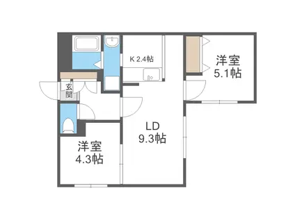 トロワブラン(2LDK/4階)の間取り写真