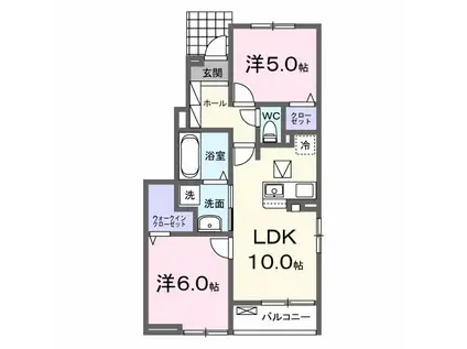 アルバ B(2LDK/1階)の間取り写真