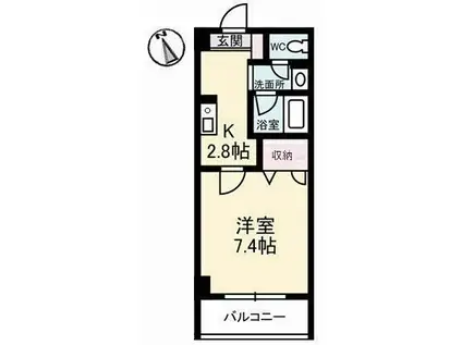 JRBハイツ倉敷(1K/1階)の間取り写真