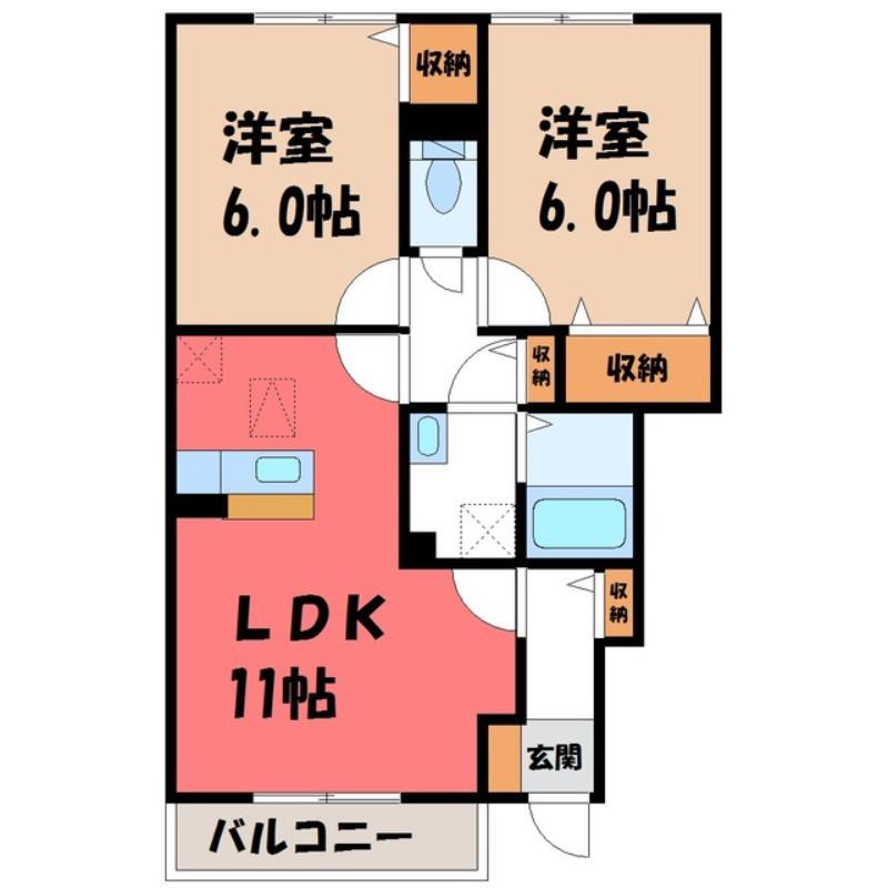 サンファーストA棟(2LDK/1階)の間取り写真