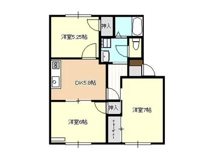 フレグランス堀前D(3DK/1階)の間取り写真