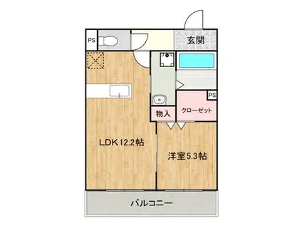 FORT RISE(1LDK/1階)の間取り写真