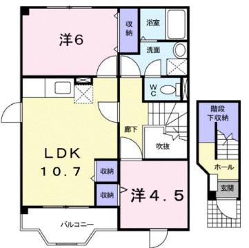 サンハイムD(2LDK/2階)の間取り写真
