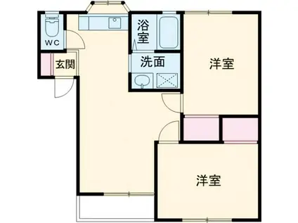 ＪＲ常磐線 水戸駅 バス乗車時間：24分 最寄りバス停で下車 徒歩1分 2階建 築37年(2DK/1階)の間取り写真