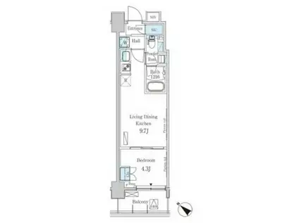 パークアクシス押上レジデンス(1LDK/3階)の間取り写真