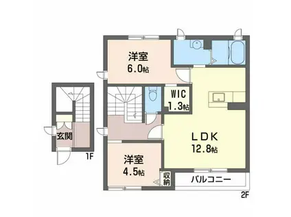 カーサレジオ B棟(2LDK/2階)の間取り写真