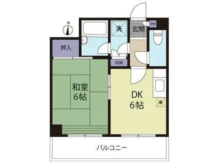 メゾン・ド・移川(1DK/2階)の間取り写真