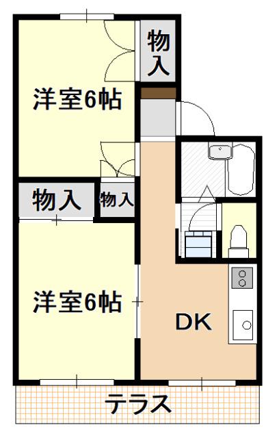 アイリスマンション(2DK/2階)の間取り写真