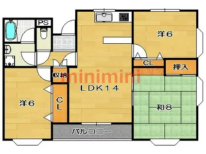 ウエストII(3LDK/2階)の間取り写真