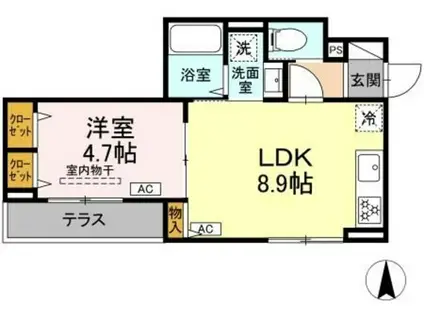 セレスティア東葛西V(1LDK/1階)の間取り写真