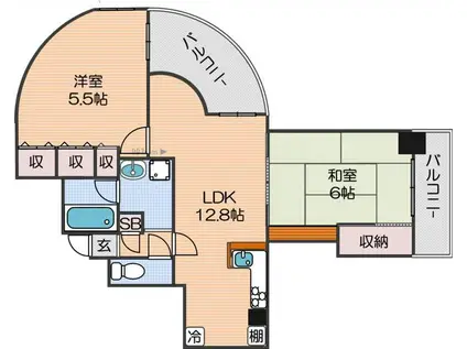 フェルザ住之江公園(2LDK/10階)の間取り写真