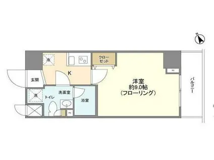 メインテラス上野(1K/2階)の間取り写真